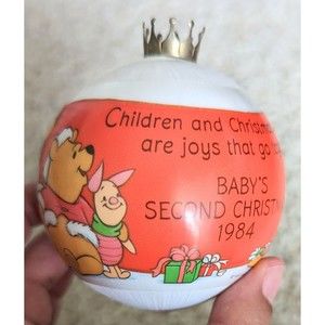 Hallmark Baby's 2nd Christmas 1984 Winnie the Pooh Satin Ball Ornament
